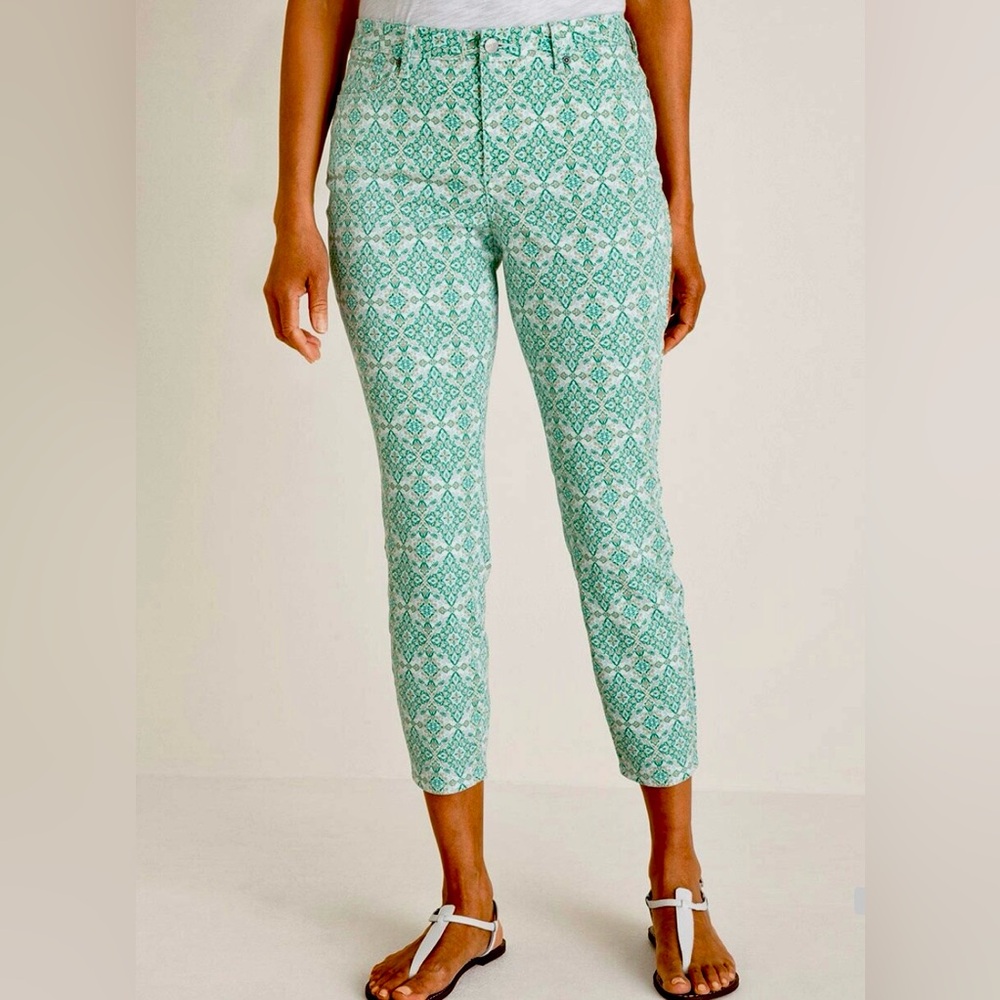 Chico’s NYDJ Cool Control Green Medallion-Print Skinny Ankle Jeans -Sz 14-NWT